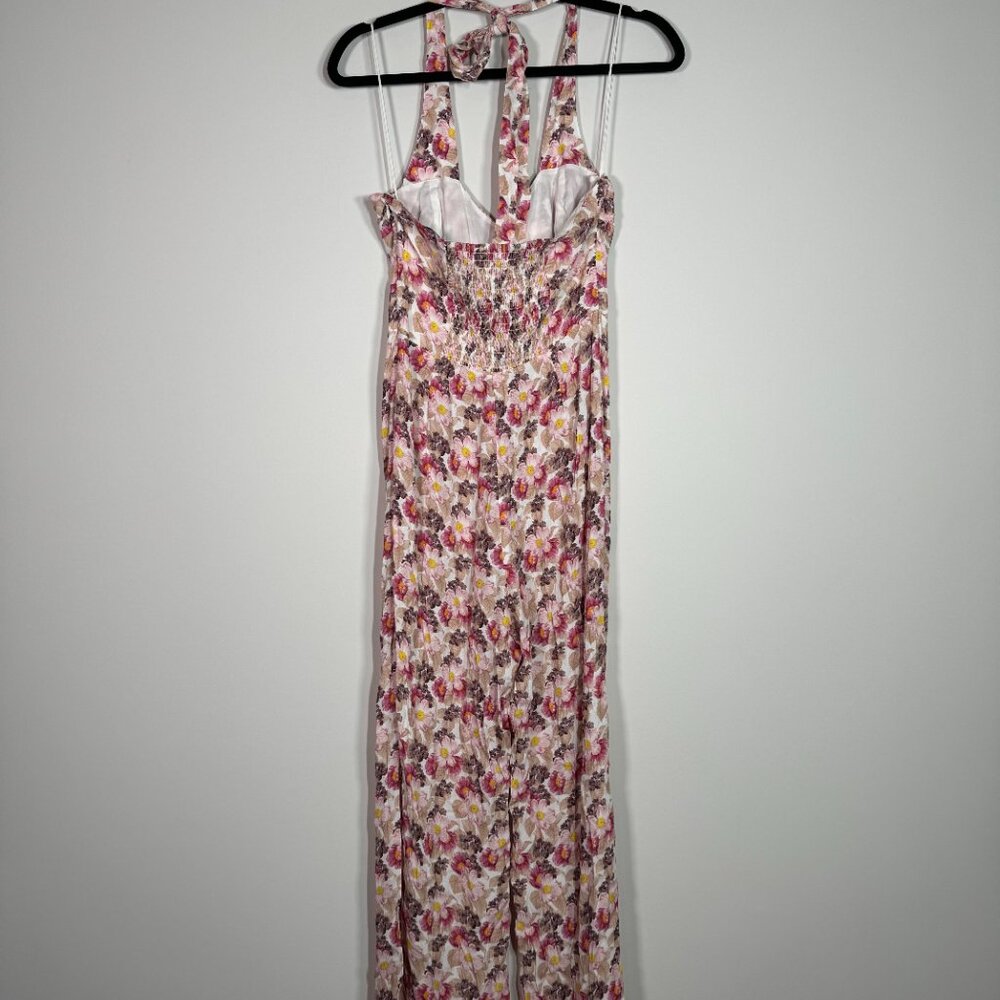 Floral Pink Halter Jumpsuit - Picture 2 of 3